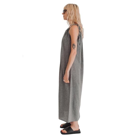 loom.ist Sile Halter Dress 100% organic cotton Gray/Charcoal color Maxi Dress - Picture 2 of 10